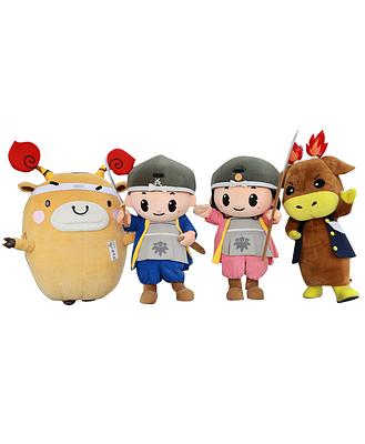 よしなかくん、ともえちゃん、火牛のカーくん、火牛のモーちゃんの画像